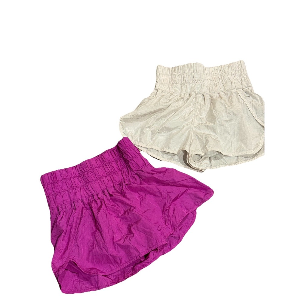 Free People High-Waist Shorts Set in Magenta and Ivory